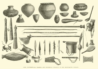 Armas, vasijas de barro y utensilios domésticos de los indios Chontaquiro de Edouard Riou